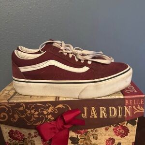 Vans Burgundy and White Athletic Shoes